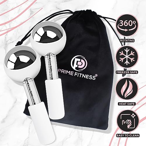 Ice Globes for Facials | Unbreakable Steel Cooling Roller | Cryo Sticks for Face | Massager for Face Neck & Eyes | Skin Care for Dark Circles, Puffiness, (STEEL 360 Rotating) (STELL l360 Rotating)