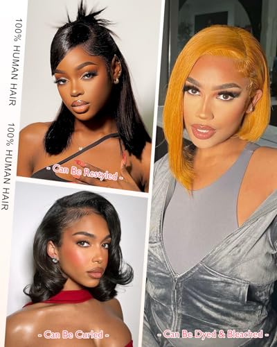 Tunfinished 13x6 HD Lace Bob Wig Human Hair 10 Inch Pre-Plucked Natural Straight Short Wig