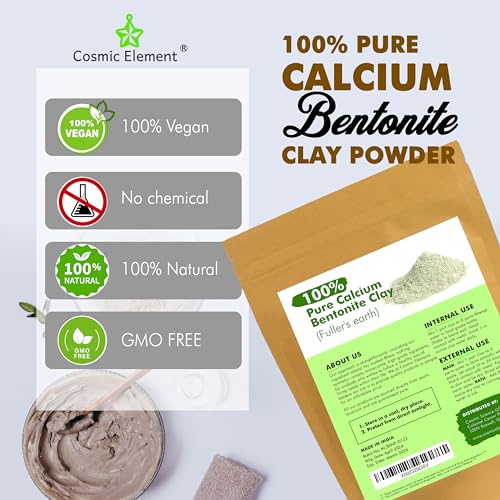 Calcium Bentonite Clay Powder 8oz - Pure Food Grade Skin Detox Mask - Vegan & Healing