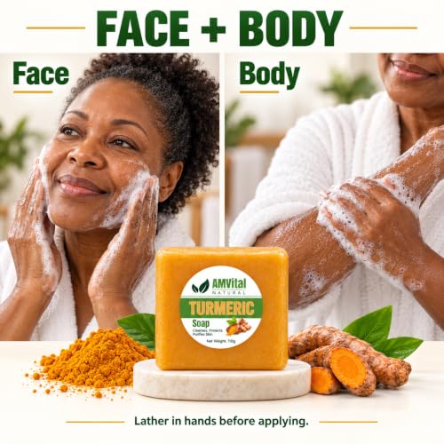 Turmeric Soap Bar 8 Pack for Face & Body - 3.87 Ounce Each, AMVital