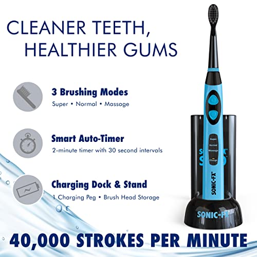 8 Pack Electric Toothbrush with 10 Brush Heads Charcoal Bristles Rechargeable Blue Variation of THIS listing