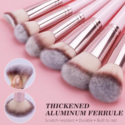 Pink Makeup Brushes Set 66Pcs Professional with Case - KUORYZAL