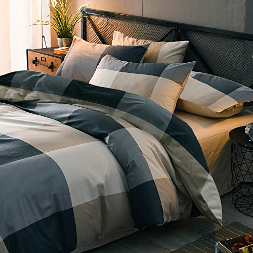 Mixinni Queen Comforter Set with Checkered Pattern - 1 Comforter + 2 Pillow Shams, All-Season Lightweight Geometric Bedding (Queen / 00 - Checkered)