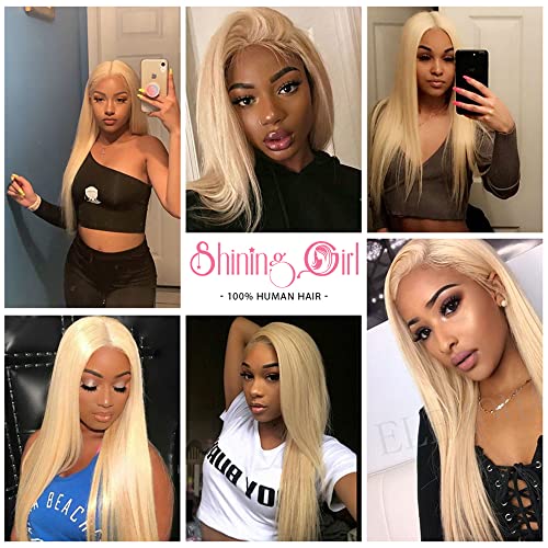 Shining Girl 613 Blonde 13x4 Transparent HD Lace Frontal Closure 14 Inch Straight Human Hair Extension