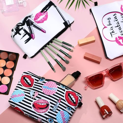 Sanwuta 12 Pieces Cosmetic Makeup Bags Printed Roomy Toiletry Waterproof Beauty Bag Organizer Pouches with Zipper Makeup Accessories for Women(Love Style)