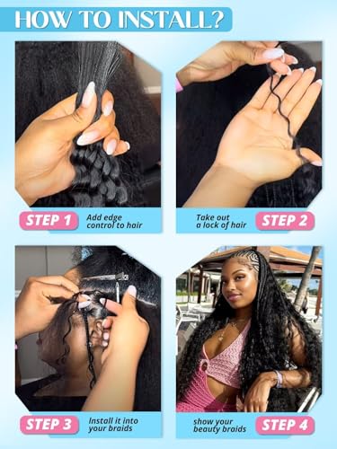 Boho Curly Hair Extensions 20 Inch Burgundy Human Hair Bulk #99J Variation of THIS listing