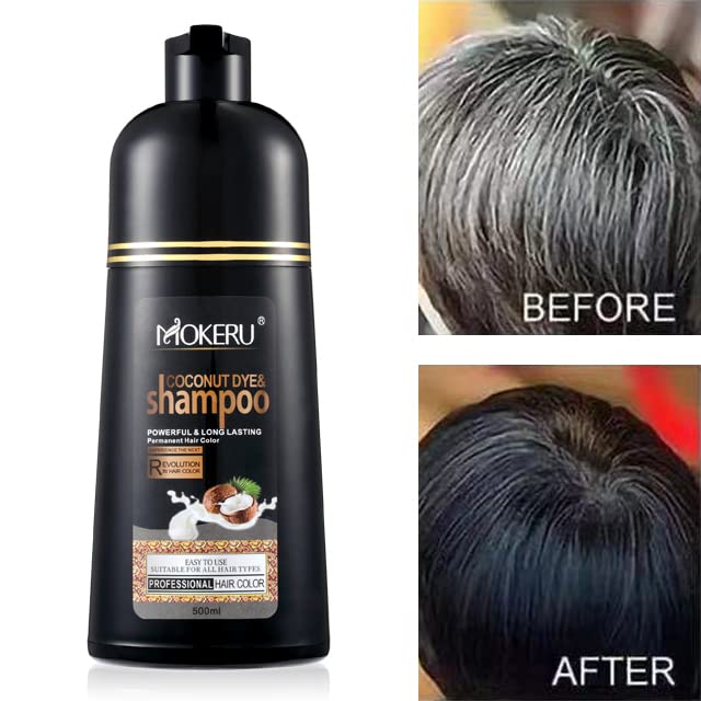 Maani Professional Coconut & Argan Oil Hair Color Shampoo 500ML - Fast, Long-Lasting Black Dye
