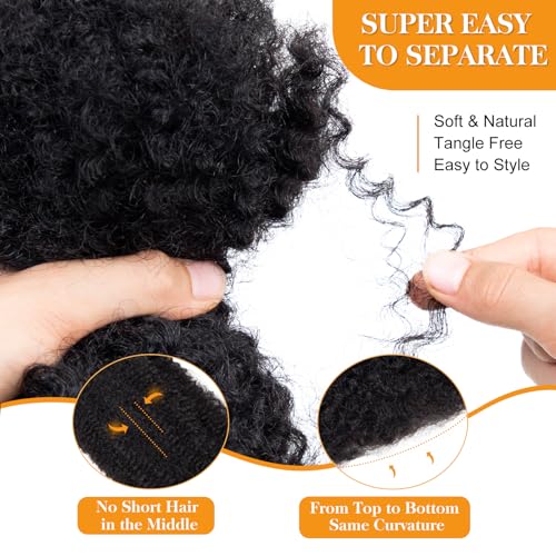 Ouyafei Afro Kinkys Bulk Human Hair 18 Inch 50g - 1B Natural Kinky Curly for Braids & Locs