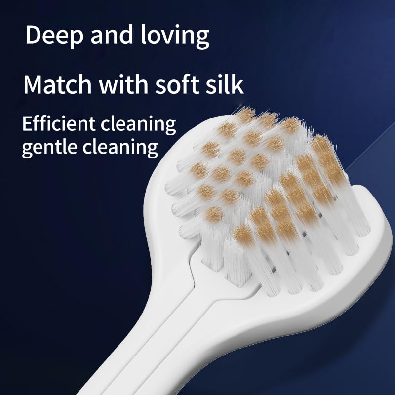 3-Sided Toothbrush for Adults with Soft & Stiff Bristles, Teeth & Tongue Cleaning - Pack of 6
