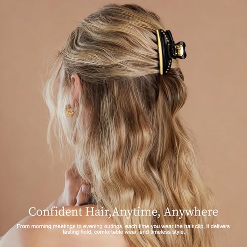 Large Hair Claw Clip for Women - Black, 3 Inch Secure Hair Accessory