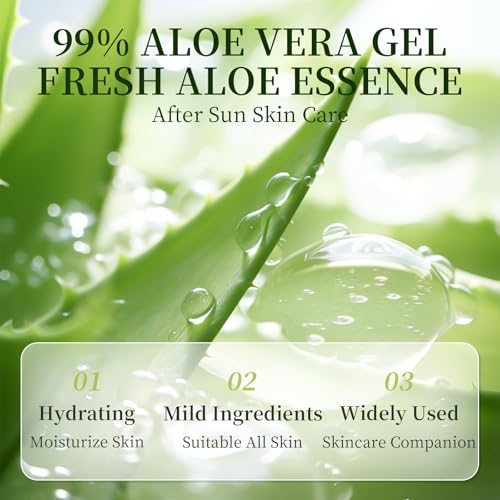 D-200 Pack Aloe Vera Gel - 99% Pure Hydrating Face & Hair Gel, Travel Size