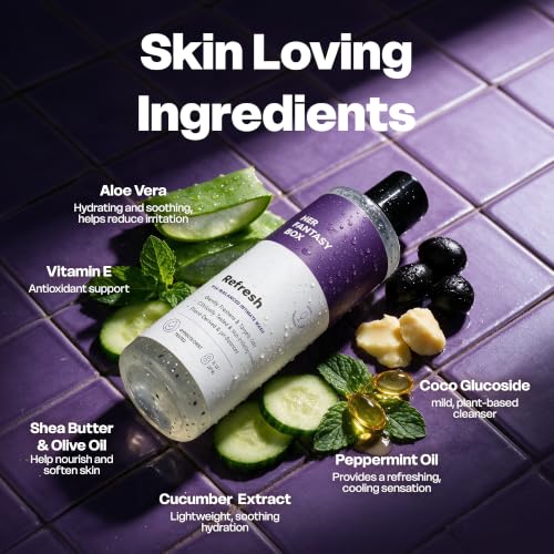 Her Fantasy Box Refresh pH Balancing Feminine Shower Gel - 16 oz, Natural & Gentle Care