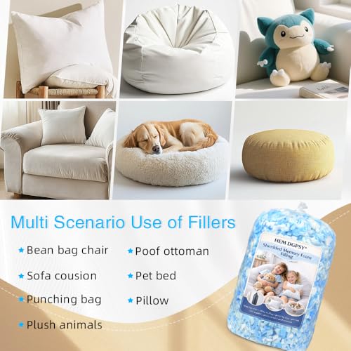 Hem Dgpy 30lb Blue and White Shredded Memory Foam Bean Bag Filler - Soft & Supportive