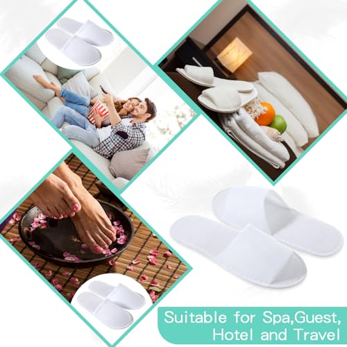 Disposable Guest Slippers Bulk for Hotels - White, 48 Pairs