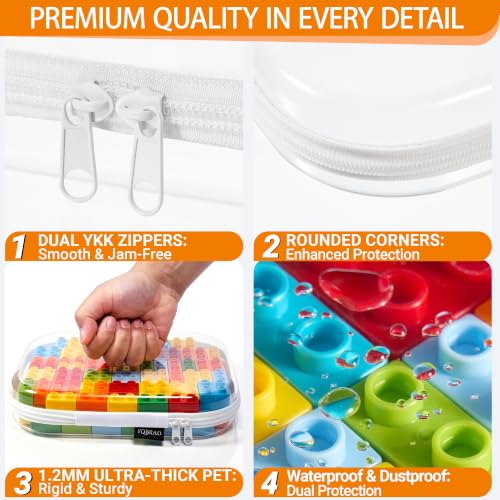 YQBRAO 6-Pack Clear Hard Shell Zipper Cases in White (2L, 2M, 2S) - Organizers for Travel & Home