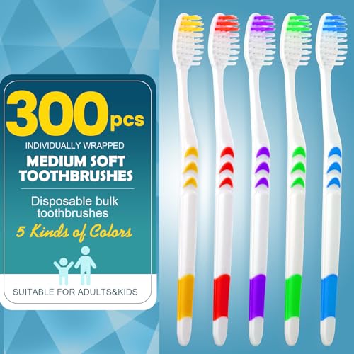 300 Pack Disposable Toothbrushes Soft Bristle Individually Wrapped Travel & Household
