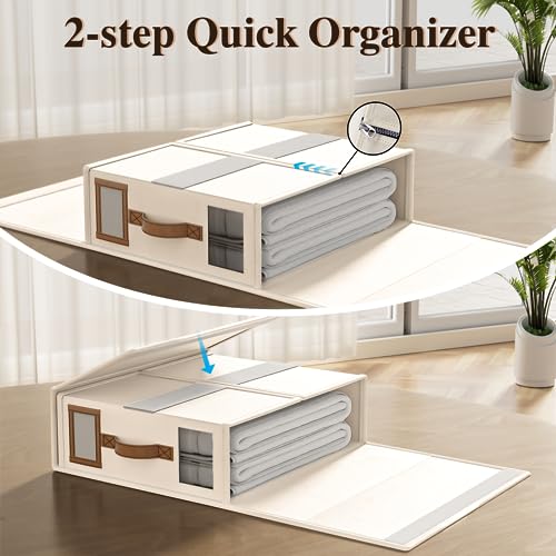 8 Pack Foldable Bed Sheets Organizer Storage Set Beige - King & Queen Size