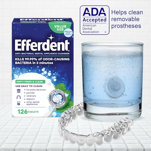 Efferdent Denture & Retainer Cleaner Tablets 90 Count Pack of 6 Minty Fresh