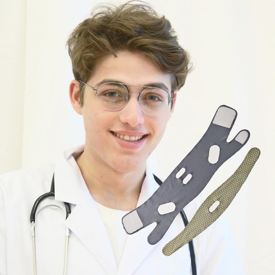 V Line Lifting Mask Chin Strap for Sleeping, V Line Mask, Face Lifting Strap, Chin Strap, Jawline Shaper, Jaw Strap, Double Chin Reducer,Face Lift Tape & Snoring Solution (Grey)