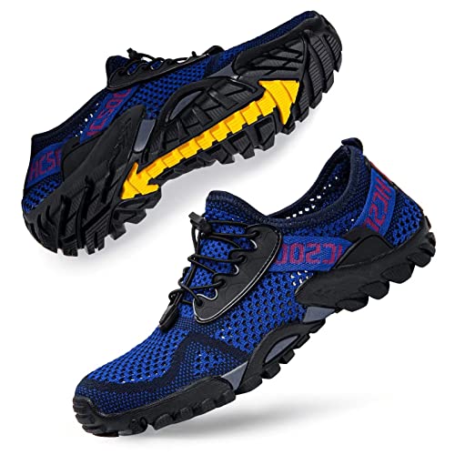 Water Shoes Women Men Quick Dry Aqua Shoes for Water Sports Beach Hiking Sailing - Navy Black 13.5 Women / 12 Men