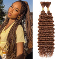 #30 Light Brown Deep Curly Human Hair Braiding Bundles 2x100g 26in Non-Weft Freiuoke BA 30 Brown D