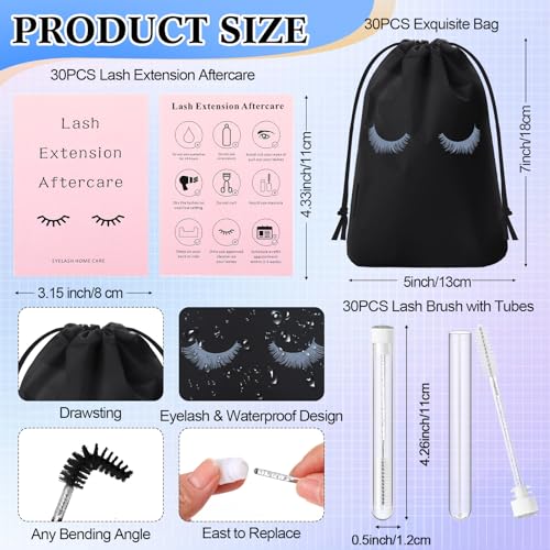 False Eyelash Extension Lash Shampoo Kit with Brushes & Dispenser - Black