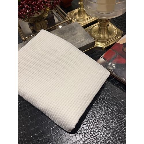 Soft Microfiber Double-Sided Blanket, Bicolourable, Breathable, 80 x 59 inches (White-Waffle Weave)
