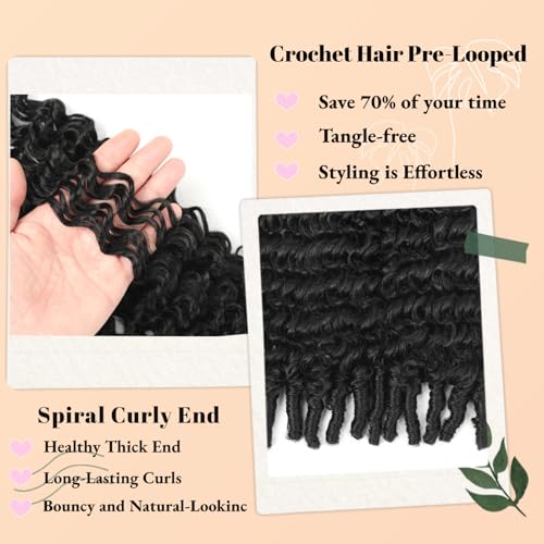 Pre-Looped Burmese Curly Crochet Hair 18 Inch - 8 Pack 1B for Black Women