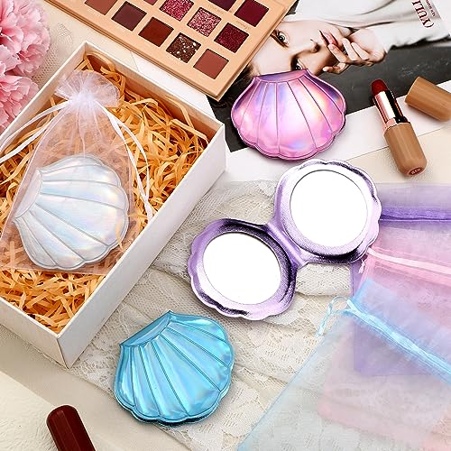 Set of 24 Seashell Compact Mirrors with Magnification for Party Favors