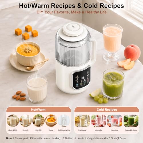 White 11-in-1 Electric Milk Maker - 46oz Soy, Nut, Oat, Plant Milk, Self-Cleaning