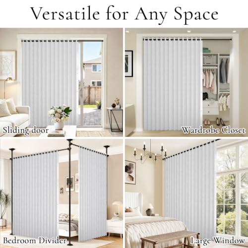 Grayish White Fabric Vertical Shades Blackout Door Window Cover 1 Panel W100xL84