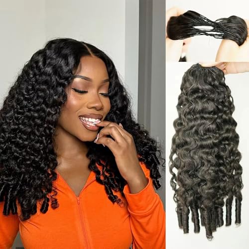 16 Inch Burmese Curly Human Hair Crochet Extensions - Knotless & Pre-Looped 60g