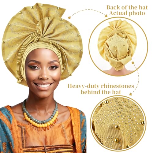 African Nigerian Gele Head Wrap for Women - Wedding & Party Turban