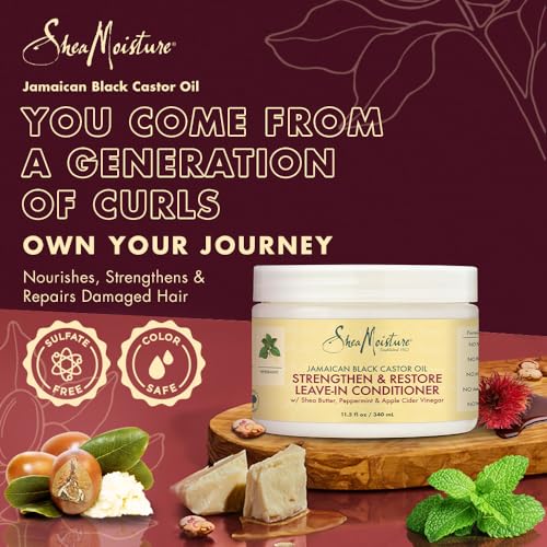 SheaMoisture Body Moisturizer For Dry Skin 100% Extra Virgin Coconut Oil Nourishing Hydration Soften And Restore Skin And Hair 14.5 oz & Jamaican Black Castor Oil Leave In Conditioner