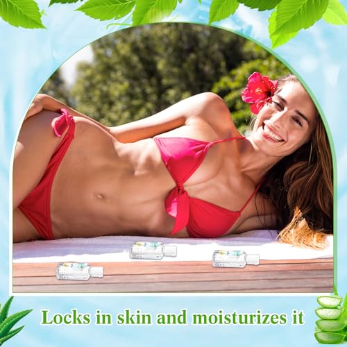 Mini Aloe Vera Gel Bulk Travel Size 1oz for Sunburn Relief and Skin Hydration - Beach Variation