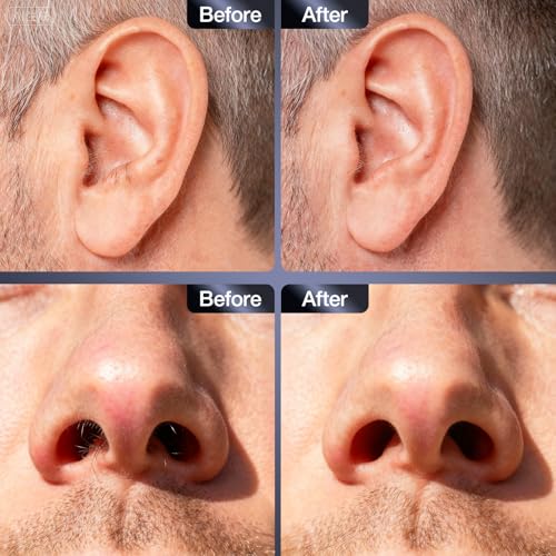 Nose Wax Kit Men, Nose Hair Removal Kit with Built-in Mini Wax Warmer, Ear Hair Removal for Men, 100g Beads, 50 Depilation Sticks, 20 Beard Guards, USB Fast Heating & Constant Temperature