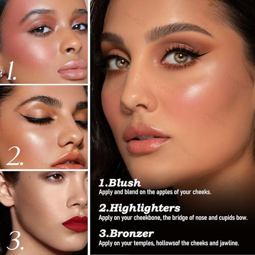 KYDA Best Of The Baked Makeup Palette, 10 Colors Full Size Baked Palette Includes 2 Bronzer, 2 Blush, 2 Highlighters and 4 Eyeshadows, Travel-Friendly Baking Makeup, Highly Pigmented, Long-Wearing