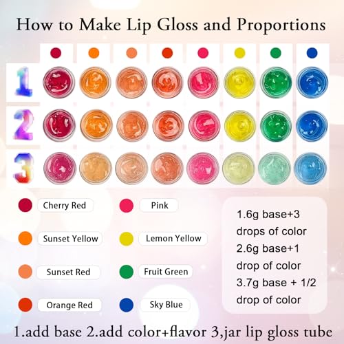 DIY Lip Gloss Making Kit for Adults - Natural Lip Gloss Set with Flavors & Colors