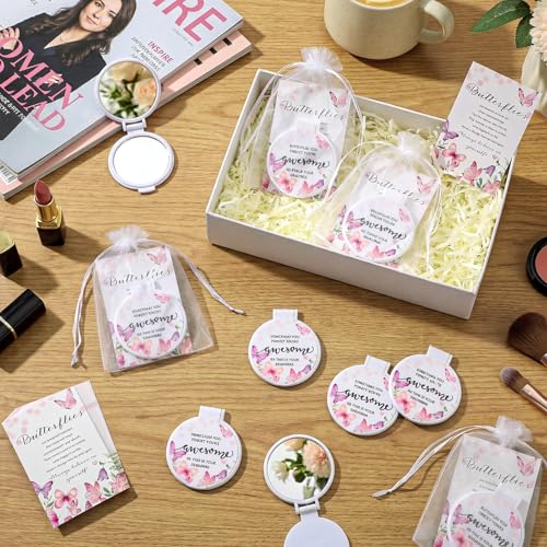Cinnvoice 25 Set Inspirational Compact Mirrors for Women Butterfly Design