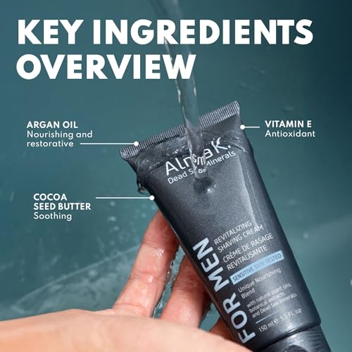 Alma K Revitalizing Shaving Cream - Nourishing and Calming Mens Shaving Cream with Dead Sea Minerals, Argan Oil - Gentle Shave Cream for Men - 5.1 oz