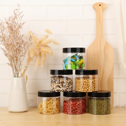 30 Packs 14 oz Transparent Plastic Jars with Black Lids - Cosmetic & Kitchen Storage Variation of THIS listing