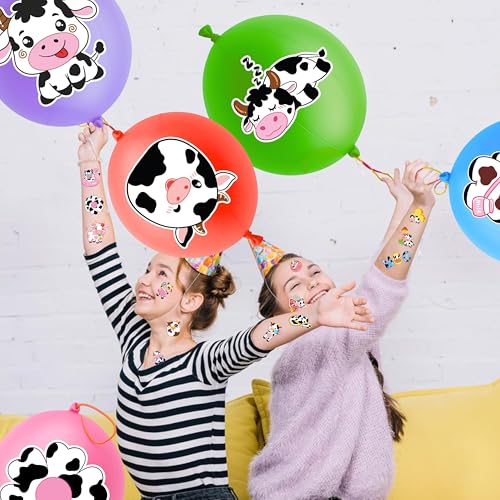 72 PCS Cow Party Favors ? 48 Pre-Cut Temporary Tattoos & 24 Cow Punch Balloons Themed Birthday Party Decorations Supplies Favors Gifts, Goodie Bag Fillers, Classroom Rewards