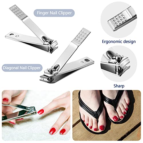 Geosar 50 Set Black Travel Manicure Kit - 8-in-1 Professional Nail Clipper & Grooming Tools