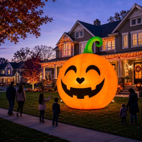 Giant Halloween Inflatable Pumpkin - 10FT Outdoor Yard Decor with LED Lights
