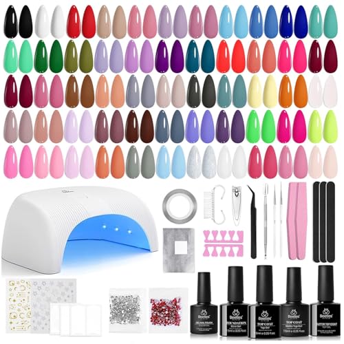 Beetles Gel Nail Polish Kit with UV Light - 80Pcs 55 Colors, Enchantment Variation