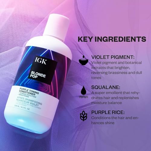 8 Oz Purple Toning Conditioner for Blonde Hair - Neutralizes Brass & Brightens