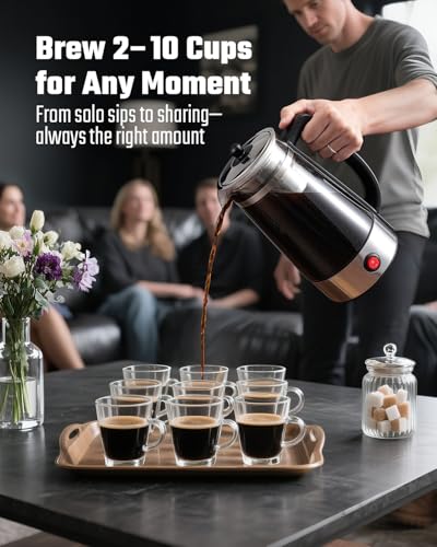 10-Cup Electric Percolator Coffee Pot with Borosilicate Glass Carafe