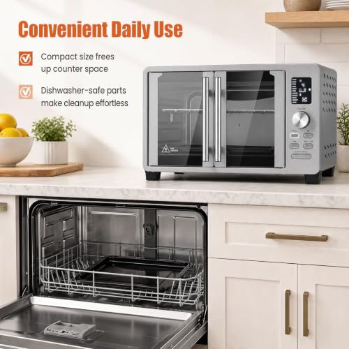 DORTALA 26.4 Qt French Door Air Fryer Toaster Oven Combo, 1500W