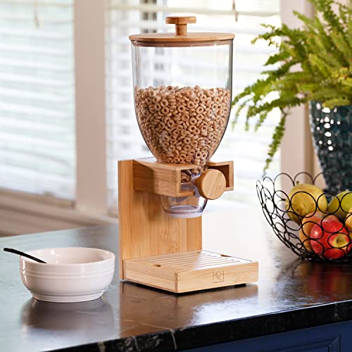 17.5 Oz Bamboo Cereal Dispenser Pack of 3 with Airtight Lids - Food Storage Organizer