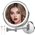 Wall Mounted Lighted Makeup Mirror 1x/10x Magnification Silver
